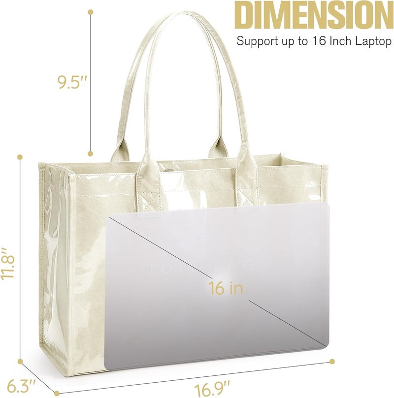 KALIDI FANCY FOREST KALIDI PVC Tote Bag Women’s Kraft Paper Work Handbags Purses with Top Handle - Image 4